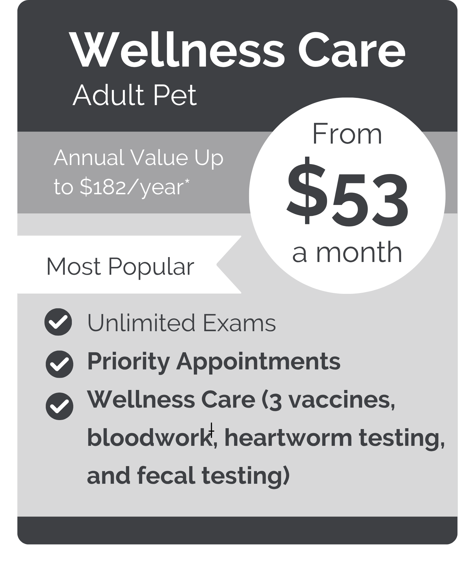 Bedford VIPet pricing wellness